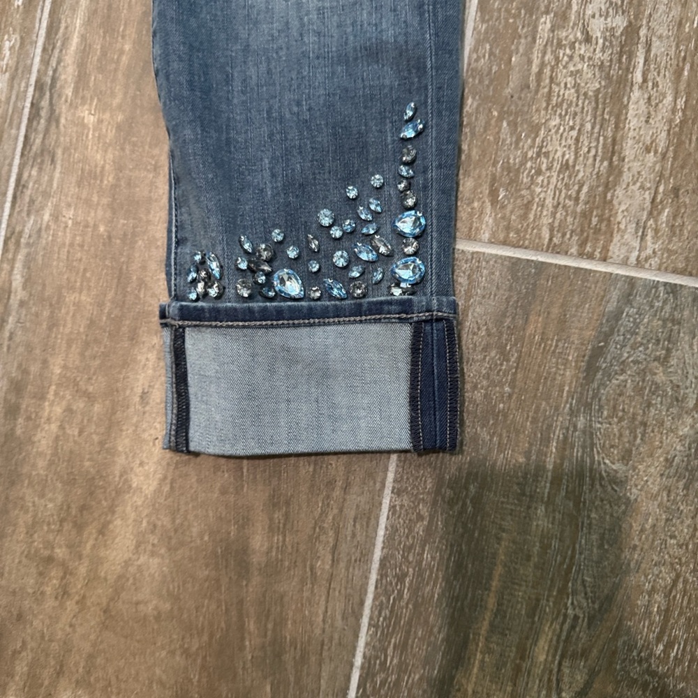 White House Black Market Gray Embellished Cropped Jeans - Picture 3 of 9